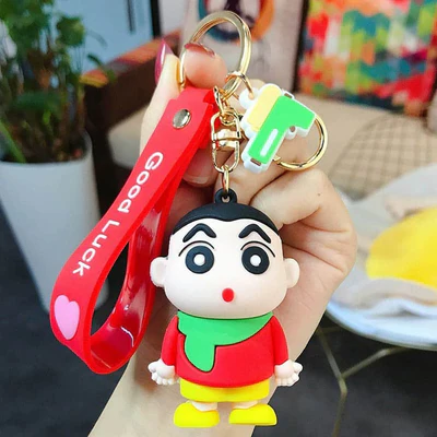 Shin Chan in green scarf keyring